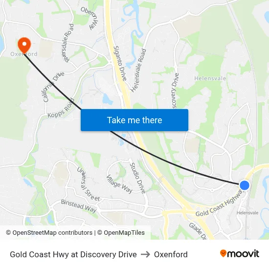 Gold Coast Hwy at Discovery Drive to Oxenford map
