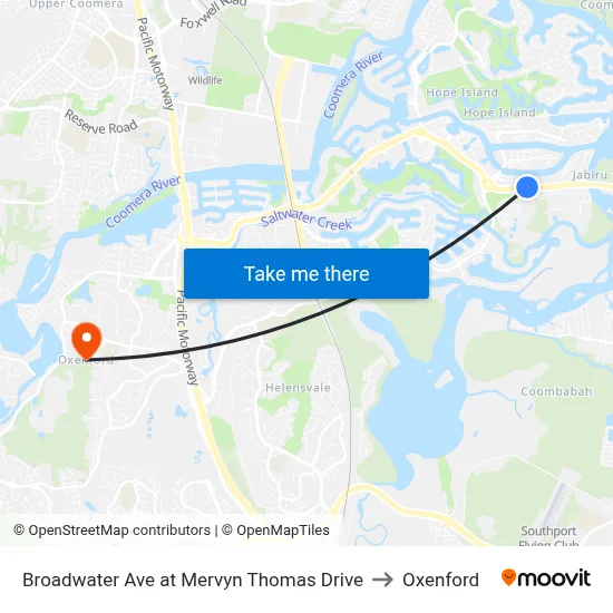 Broadwater Ave at Mervyn Thomas Drive to Oxenford map