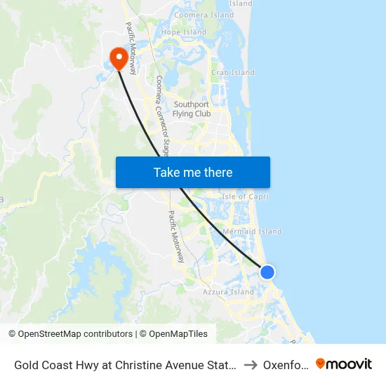 Gold Coast Hwy at Christine Avenue Station to Oxenford map