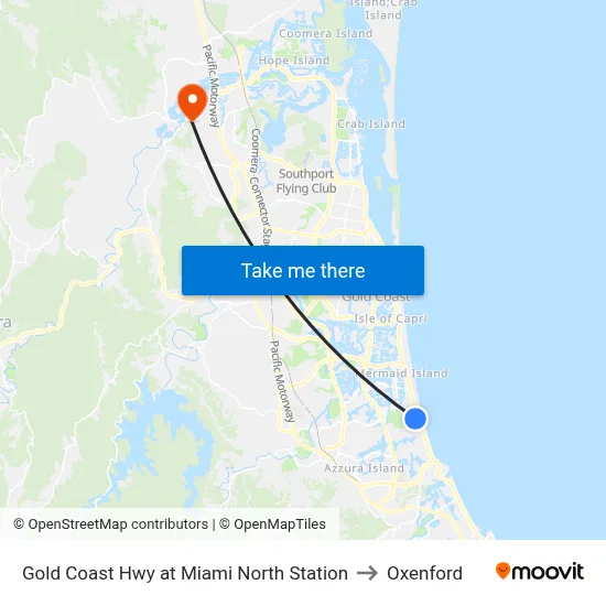 Gold Coast Hwy at Miami North Station to Oxenford map
