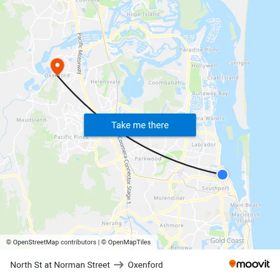 North St at Norman Street to Oxenford map
