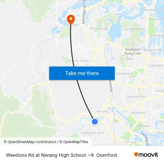 Weedons Rd at Nerang High School to Oxenford map