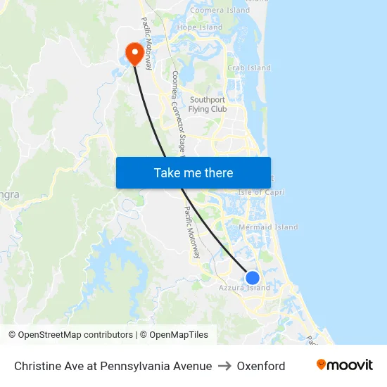 Christine Ave at Pennsylvania Avenue to Oxenford map