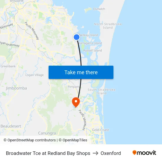 Broadwater Tce at Redland Bay Shops to Oxenford map