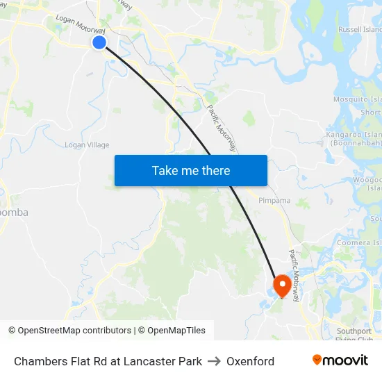 Chambers Flat Rd at Lancaster Park to Oxenford map