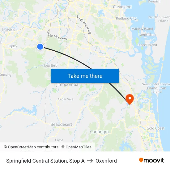 Springfield Central Station, Stop A to Oxenford map