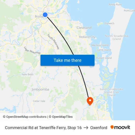 Commercial Rd at Teneriffe Ferry, Stop 16 to Oxenford map