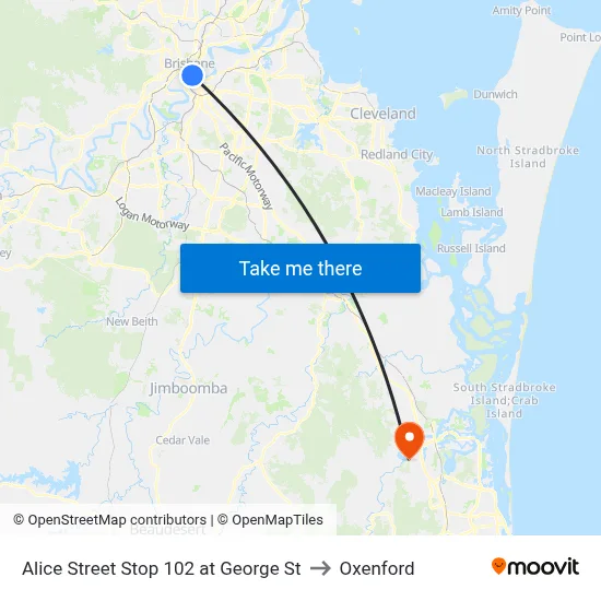 Alice Street Stop 102 at George St to Oxenford map