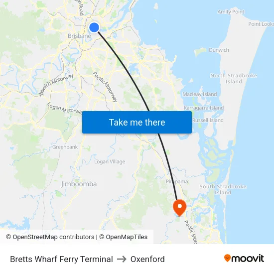 Bretts Wharf Ferry Terminal to Oxenford map
