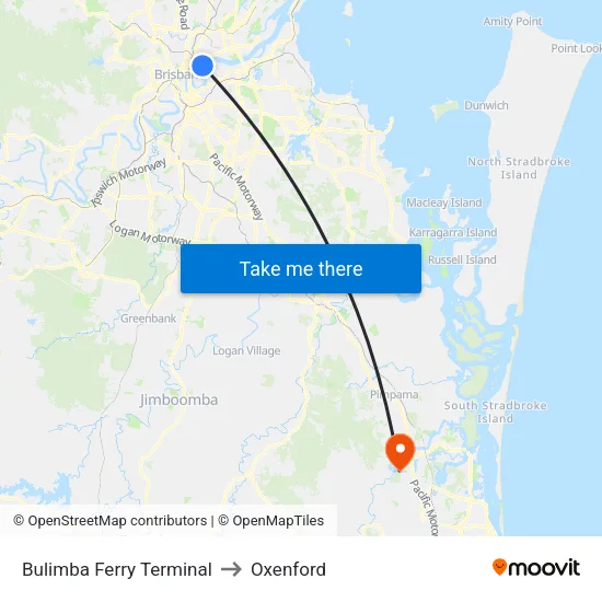 Bulimba Ferry Terminal to Oxenford map
