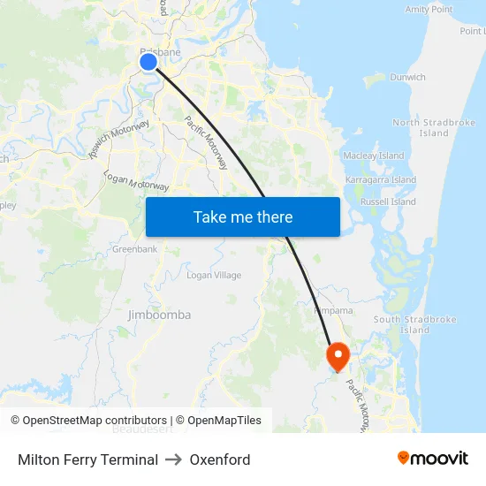 Milton Ferry Terminal to Oxenford map