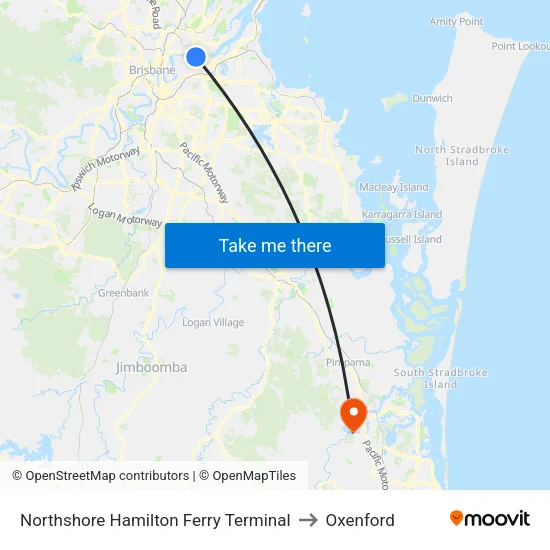 Northshore Hamilton Ferry Terminal to Oxenford map