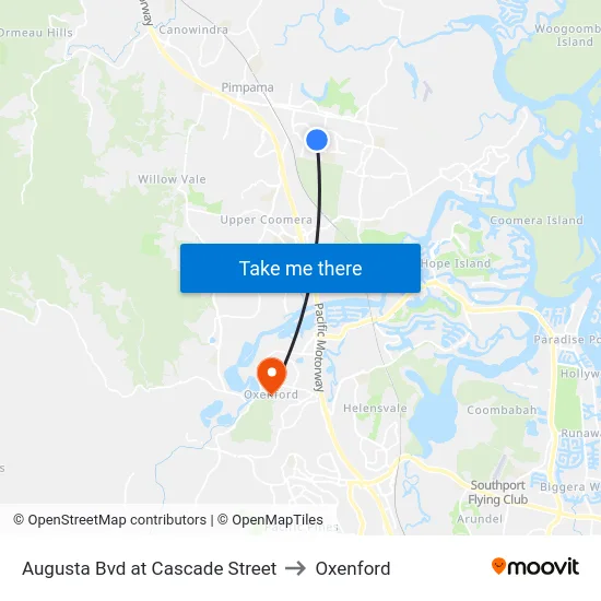 Augusta Bvd at Cascade Street to Oxenford map