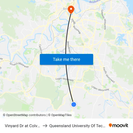 Vinyard Dr at Colville St to Queensland University Of Technology map