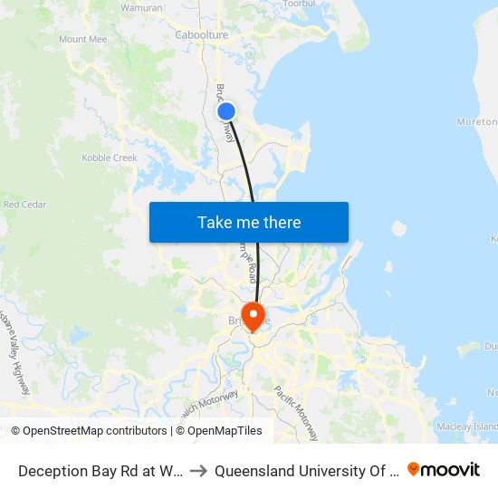 Deception Bay Rd at Wayper Way to Queensland University Of Technology map