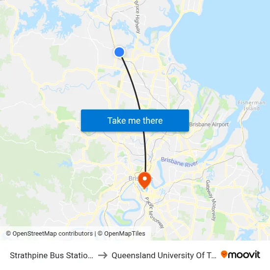 Strathpine Bus Station, Stop B to Queensland University Of Technology map