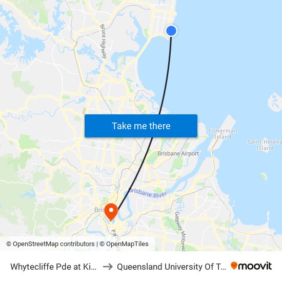 Whytecliffe Pde at King Street to Queensland University Of Technology map