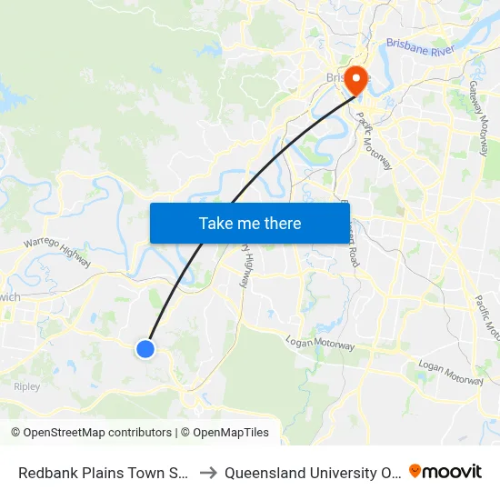 Redbank Plains Town Square, Stop C to Queensland University Of Technology map