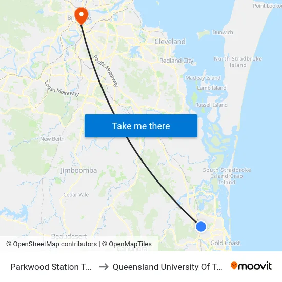 Parkwood Station Turnback to Queensland University Of Technology map