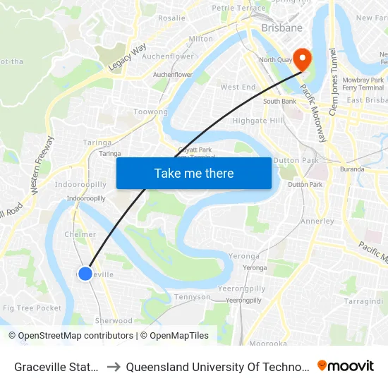 Graceville Station to Queensland University Of Technology map