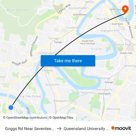 Goggs Rd Near Seventeen Mile Rocks Rd to Queensland University Of Technology map