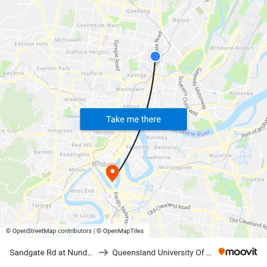 Sandgate Rd at Nundah, Stop 3 to Queensland University Of Technology map