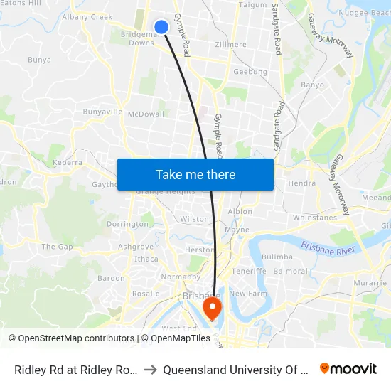 Ridley Rd at Ridley Road South to Queensland University Of Technology map