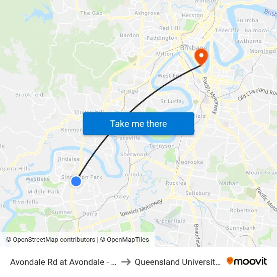 Avondale Rd at Avondale - Glen Ross, Stop 61 to Queensland University Of Technology map