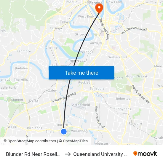 Blunder Rd Near Rosella St, Stop 60a to Queensland University Of Technology map