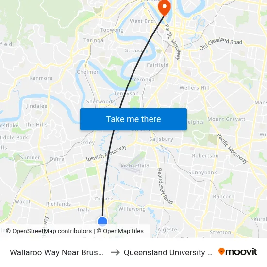 Wallaroo Way Near Brushtail Cr, Stop 61 to Queensland University Of Technology map