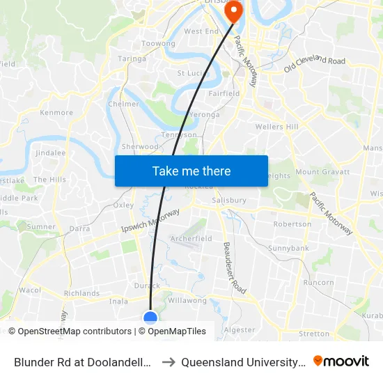 Blunder Rd at Doolandella North, Stop 61a to Queensland University Of Technology map