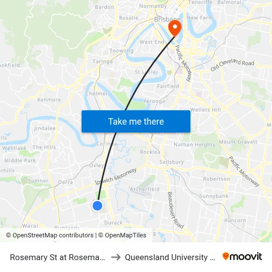 Rosemary St at Rosemary - Fir, Stop 73 to Queensland University Of Technology map