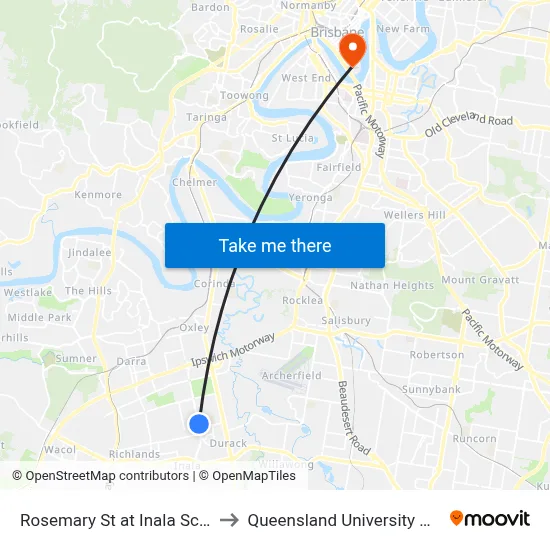 Rosemary St at Inala School, Stop 75 to Queensland University Of Technology map