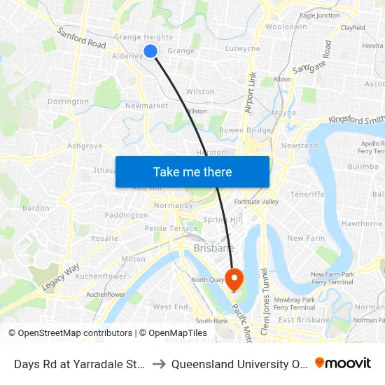 Days Rd at Yarradale Street, Stop 2a to Queensland University Of Technology map