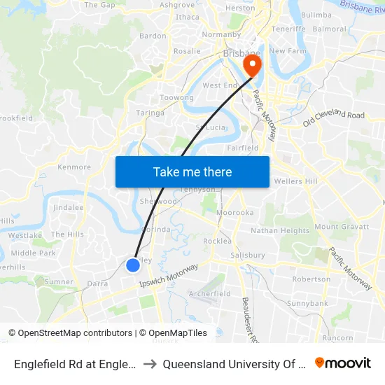 Englefield Rd at Englefield West to Queensland University Of Technology map