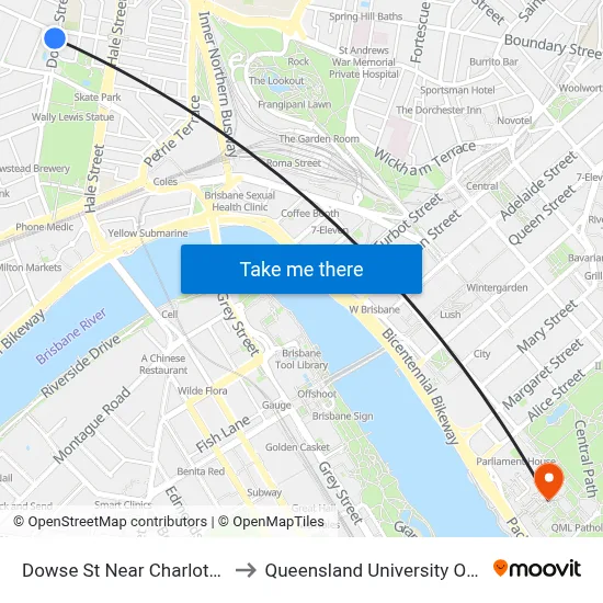 Dowse St Near Charlotte St, Stop 5 to Queensland University Of Technology map