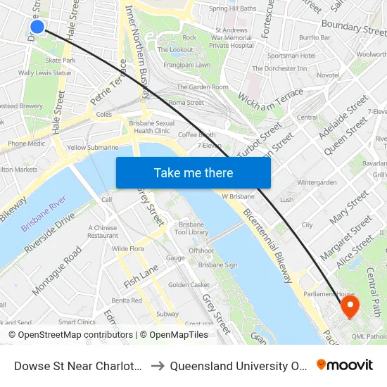 Dowse St Near Charlotte St, Stop 5 to Queensland University Of Technology map