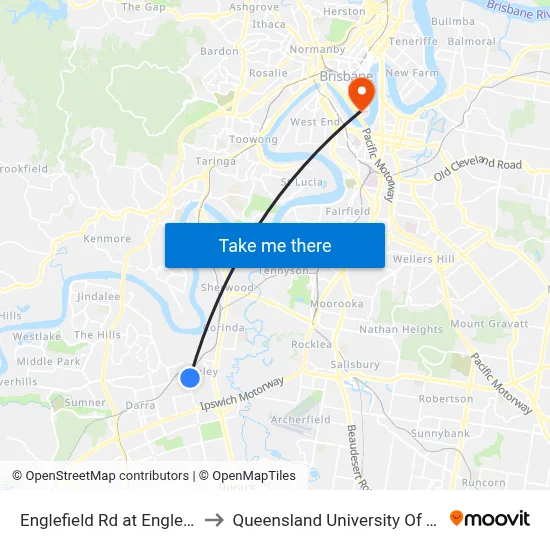 Englefield Rd at Englefield West to Queensland University Of Technology map