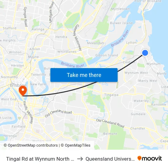 Tingal Rd at Wynnum North State School, Stop 10/5 to Queensland University Of Technology map