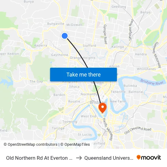 Old Northern Rd At Everton Junction Near Drake St to Queensland University Of Technology map