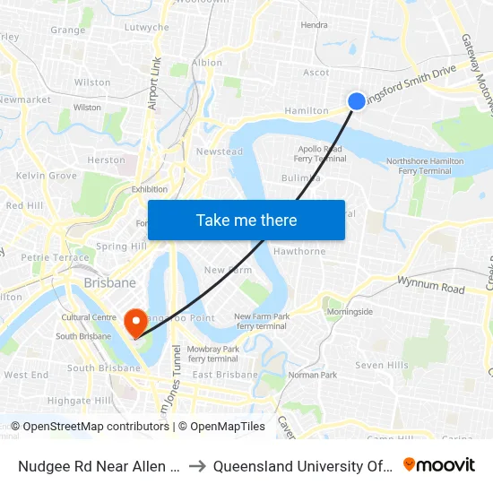 Nudgee Rd Near Allen St, Stop 29 to Queensland University Of Technology map
