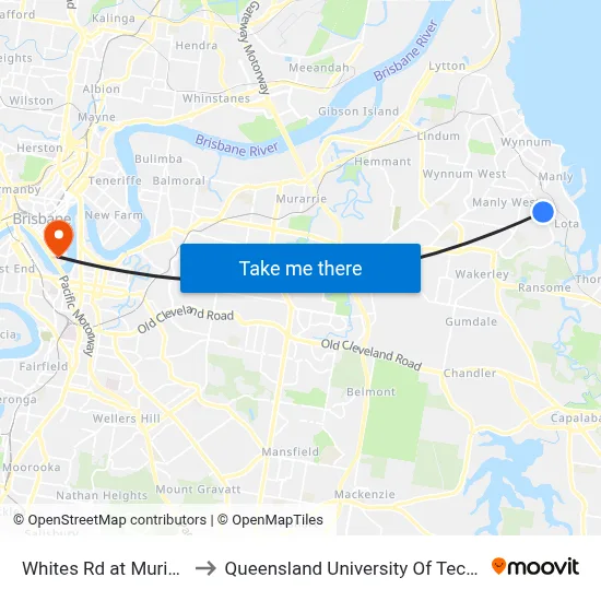 Whites Rd at Muriel Ave to Queensland University Of Technology map