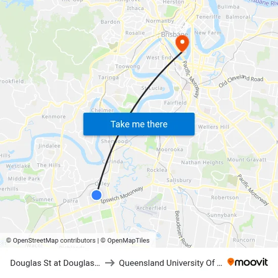 Douglas St at Douglas St Central to Queensland University Of Technology map