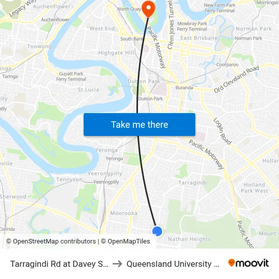Tarragindi Rd at Davey Street, Stop 40 to Queensland University Of Technology map