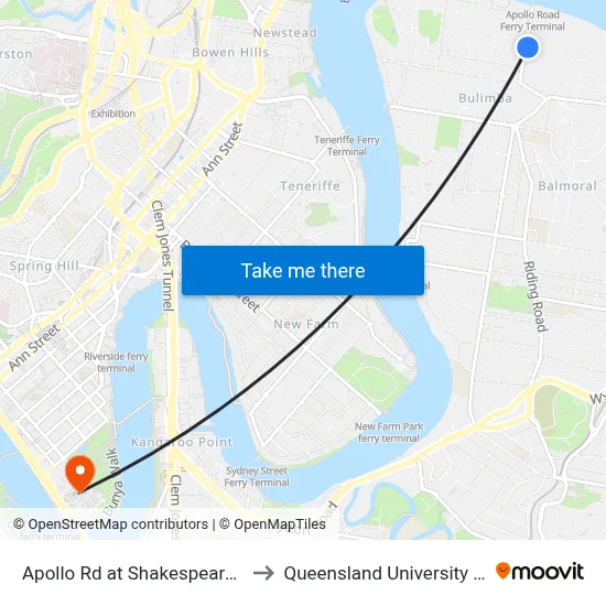 Apollo Rd at Shakespeare Street, Stop 39 to Queensland University Of Technology map