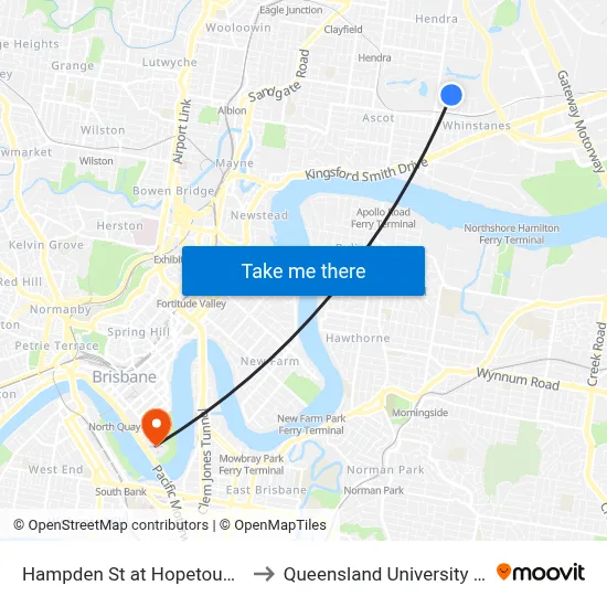Hampden St at Hopetoun Street, Stop 30 to Queensland University Of Technology map