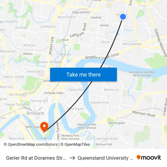 Gerler Rd at Dorames Street, Stop 37/36 to Queensland University Of Technology map