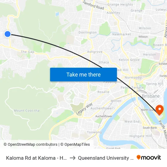 Kaloma Rd at Kaloma - Harward, Stop 38 to Queensland University Of Technology map
