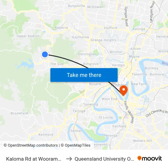Kaloma Rd at Woorama Rd, Stop 39 to Queensland University Of Technology map
