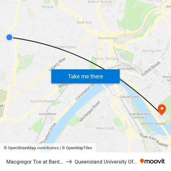 Macgregor Tce at Bardon, Stop 15 to Queensland University Of Technology map